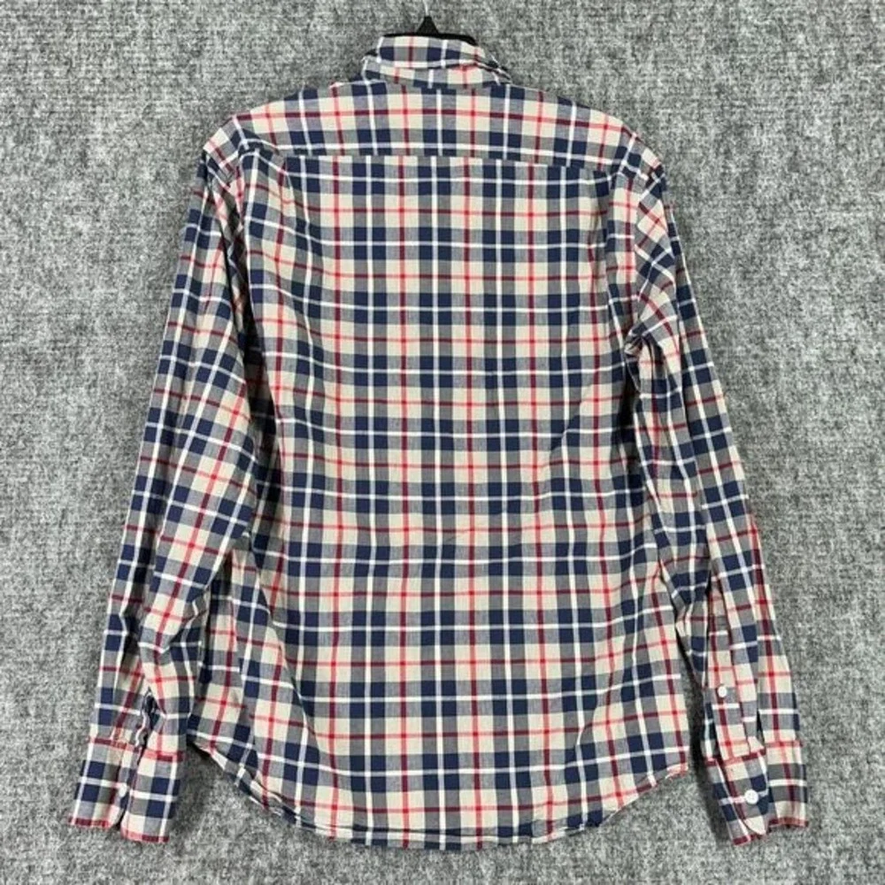 J.Crew Flex Washed Slim Shirt Men M Office Casual Poplin‎ Plaid Flex Washed